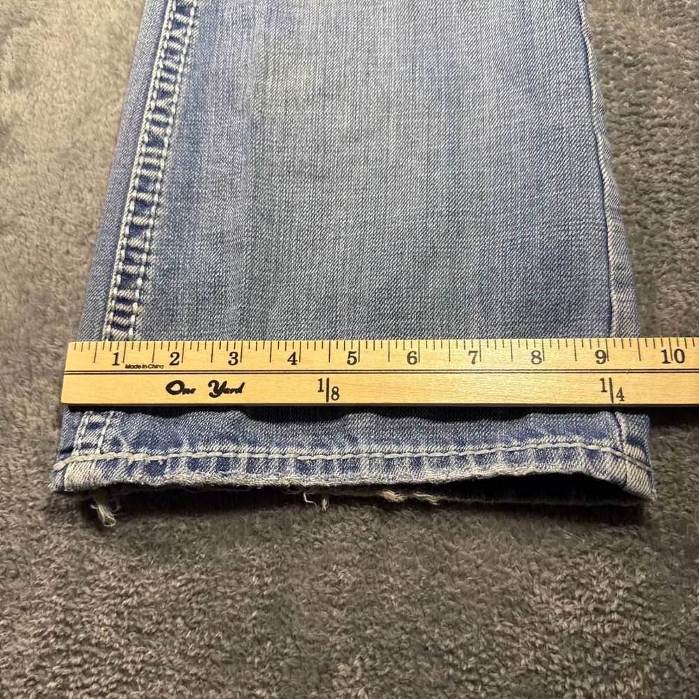 Rock and Roll Cowboy Pistol Slim Bootcut Jeans Light Wash Blue 34x32 Distressed - Picture 6 of 8